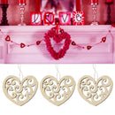 10pcs/bag Wooden Hollow Out Love Heart Pendant Wedding Party Festival Decor A