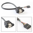 Dual USB 2.0 Port Female to Motherboard 9Pin Header Cable Connector and Screw
