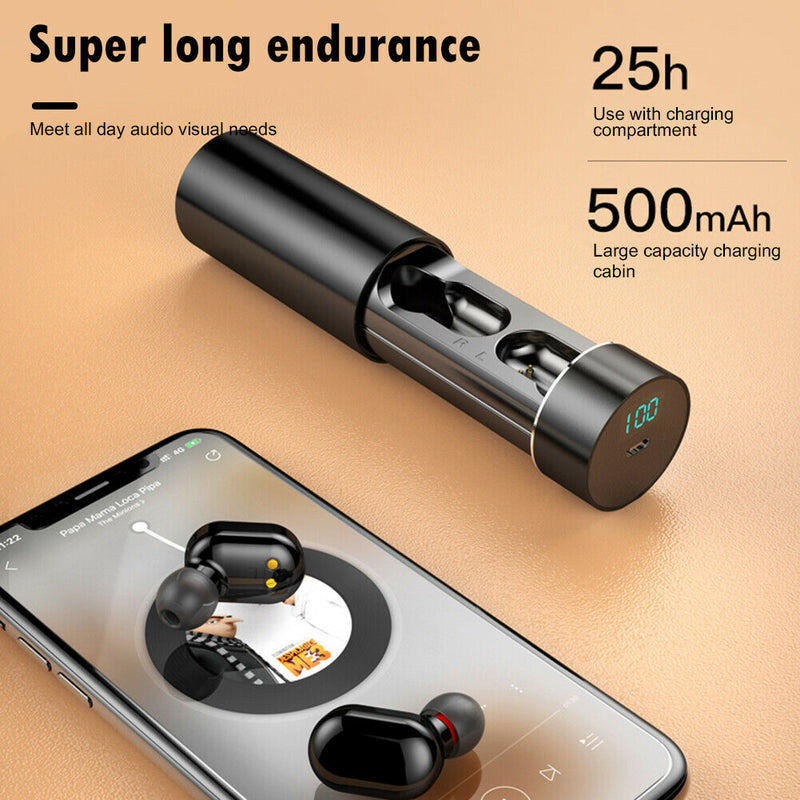 A6 TWS Wireless Earbuds Bluetooth Earphones Headset w/Charge Case (Black) A