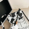 Cow Print PU Women Handbag Tote Acrylic Chain Underarm Shoulder Bag (White)