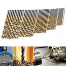 50Pcs Titanium Drill Bit Set Steel Wood Carpenter Masonry Hobby Index 1-3MM GQG
