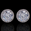 Women\'s Elegant Crystal Zircon Inlaid Ear Studs Platinum Plated Earrings Deluxe