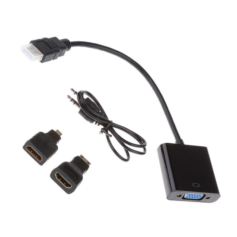 1080P Mini HDMI Male to VGA Female Video Converter Adapter Cable for PC TV
