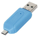 USB 2.0 + USB mini OTG SD ST Card Reader for Cell Phone Tablet PC (Blue) V9N8