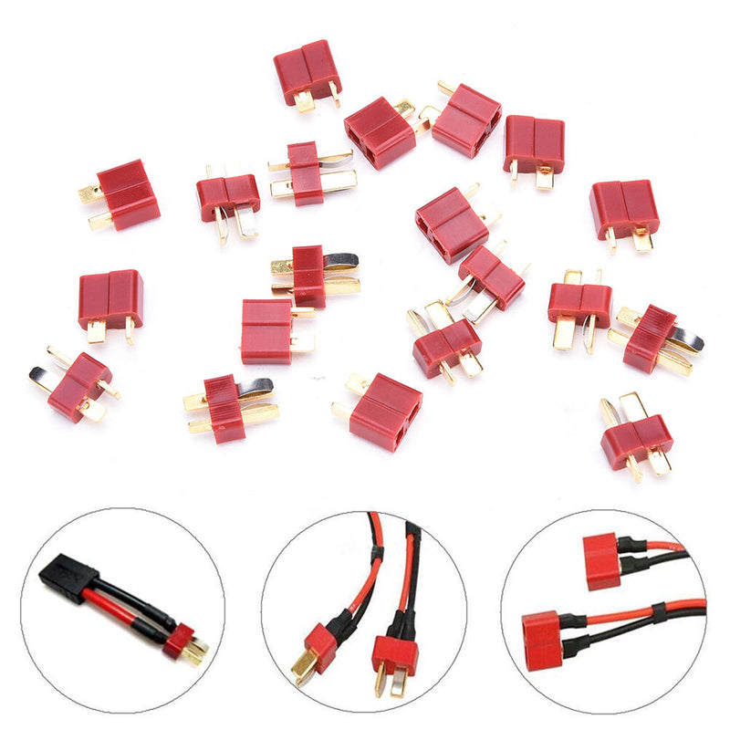 20Pcs 10Pairs T Plugs Male&Female Connectors Deans Styles For RC LiPo Battery %ã€Š