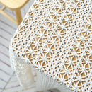 1X(White Table Clothes For Wedding Rectangle Crochet Tables Cover Handmade