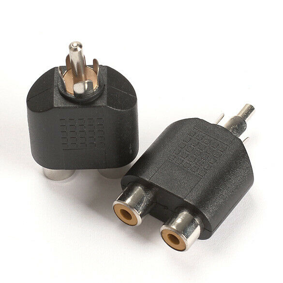 4PCS RCA AV Audio Splitter Adapter 1 Male to 2 Female Converter Connector