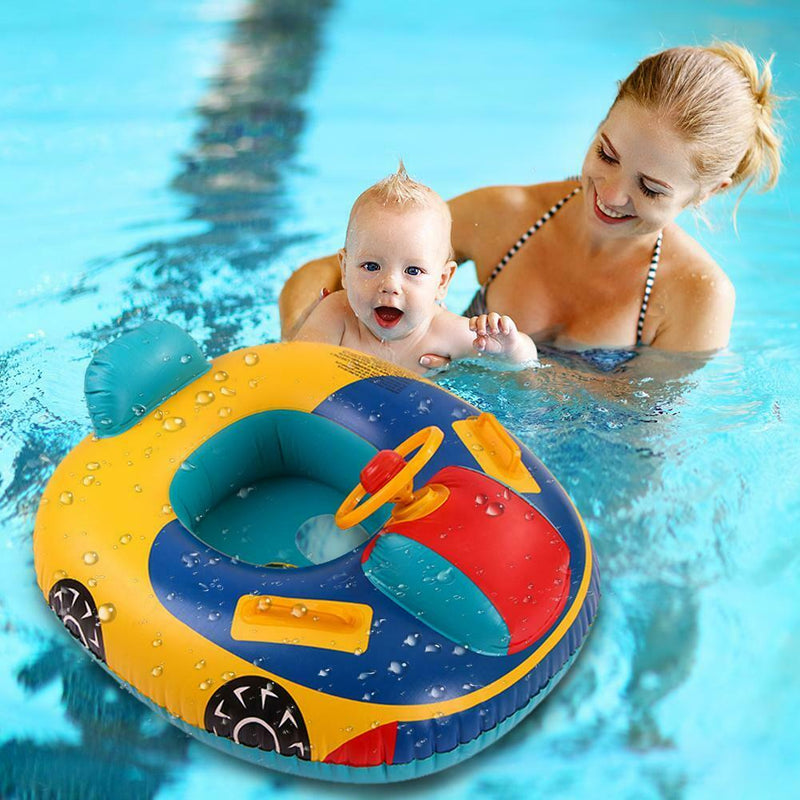 Cartoon Cars Seat PVC Swimming Ring Baby Toddler Inflatable Pool Float