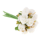 25cm Silk Artificial Rose Flowers 12 Head Floral Valentine Decor White