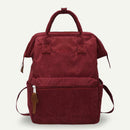 Solid Color Travel Backpacks Corduroy Women Large Top-handle Bags (Red)