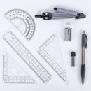 School Tools Precision Geometry Set, Compass and Protractor Set For High 8 Pcs