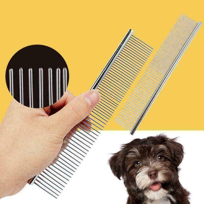 Pet Comb Dog Cat Metal Double Row Teeth Brush Grooming Hair Steel Handle Tools
