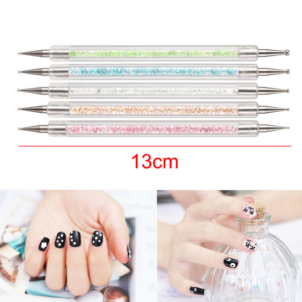 5pcs Crystal Nail Art Dotting Pen Double Head Tools DIY Nail Art Manicure Tool