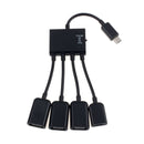 Black 4 Port Micro USB Power Charging OTG HUB Cable For Smartphone Table Tide