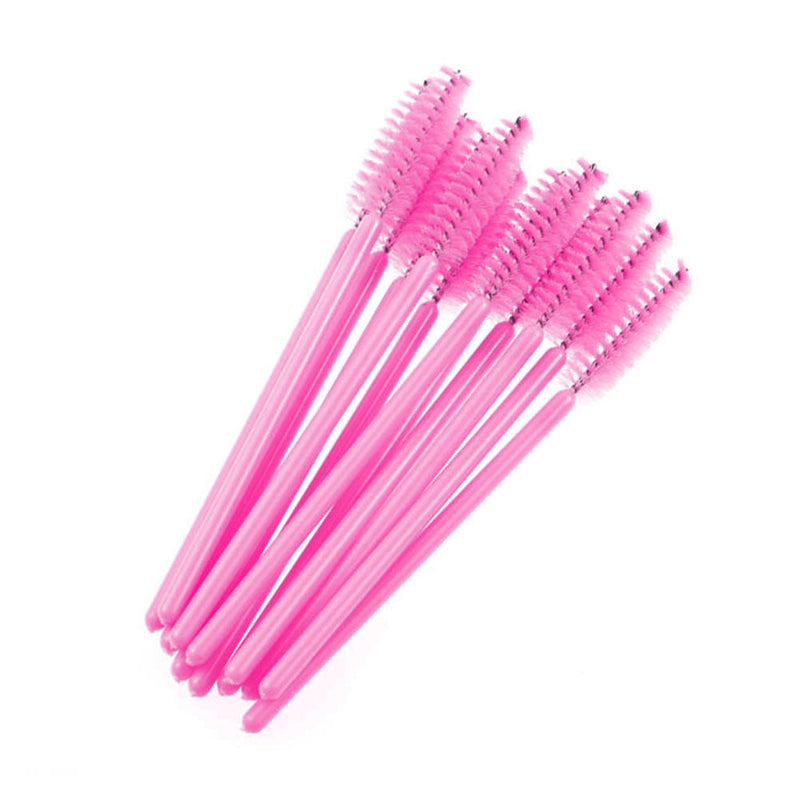 Fashion 100x Disposable Eyelash Brush Mascara Wands Spoolers Makeup Beauty Pink