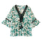Women Plus Size Floral Print Chiffon Loose V-Neck Sleeve Top (Green) (XXL)