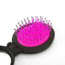 Two Piece Foldable Mirrored Mini Hairbrush Set