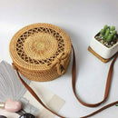 Women'S Circle Handwoven Bali Round Retro Rattan Straw Beach Bag Crossbody