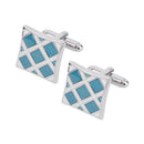 New Classic Blue Lattice Men's Cuff Links mens Wedding party Gift Cufflinks FT