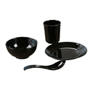 Dinnerware Set Kitchen Banquet 4 Piece Dinner Plates Cups Dishes Black 3