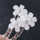 5x Flower Hair Pins Clips Crystal Barrette Hairpin U-shape Stick Wedding Jewelry