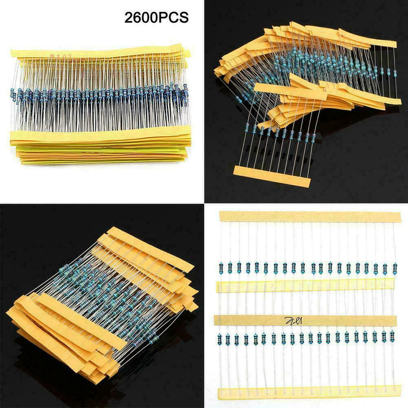 2600pcs 130 Values 1/4W 0.25W 1% Metal Film Resistors Set Pack Assorted Hot F9G1
