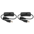 2x USB Cable With ON/OFF Switch Toggle Power Control Extension Cord for LED