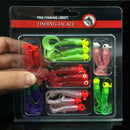 17Pcs Soft Fishing Lures Lead Jig Head Hook Grub Worm Artificial Bait Lure  B2T8