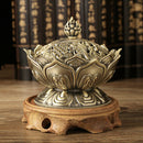 Lotus Incense Smoke Cone Aroma Burner Holder Stove Backflow Censer Decor-Br