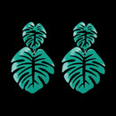 Hollowed Leaf Dangle Ear Stud Elegant Women Drop Earrings Jewelry (Green) A