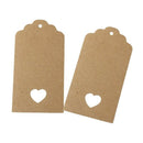 100 pcs Kraft paper Empty card Hand drawing Gift Label Tags Hearts Hollow b