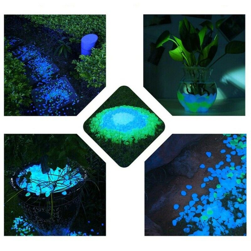 500Pcs in Dark Garden Glowing Pebbles for Walkway Aquarium Fish Tank Decora