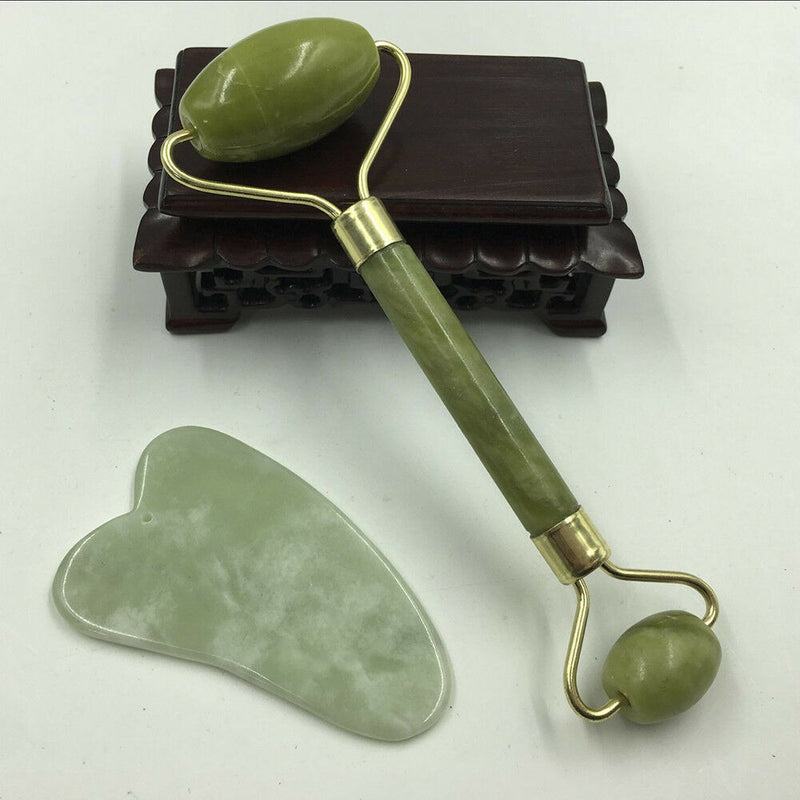 Hot Green Nature Healthy Body Head Neck Foot Jade Roller Facial Massager UK