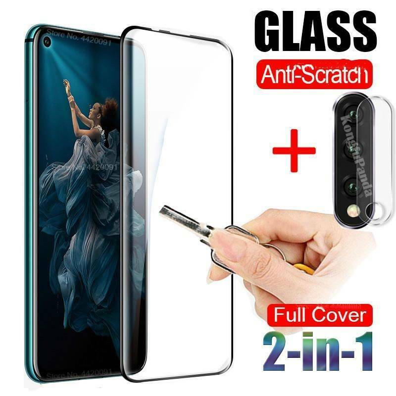 For Huawei Nova 5T - Full Cover Tempered Glass Screen Protector + Lens Film