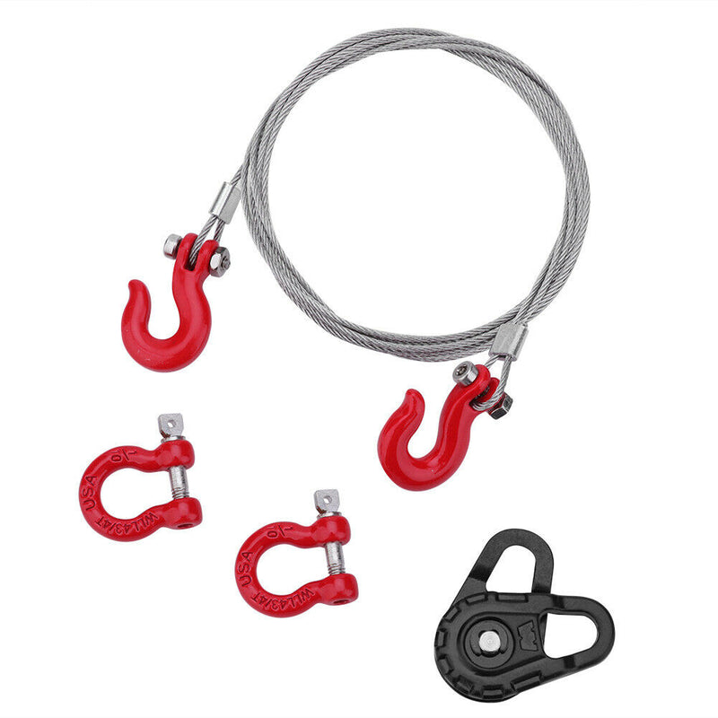 3 in 1 RC Truck Rescue Equipment Winch Snatch Block D-Ring Trailer Shackles Hook