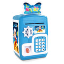 Electronic Code Safety Saving Box Cash Coin Money Piggy Bank ATM Toys Blue