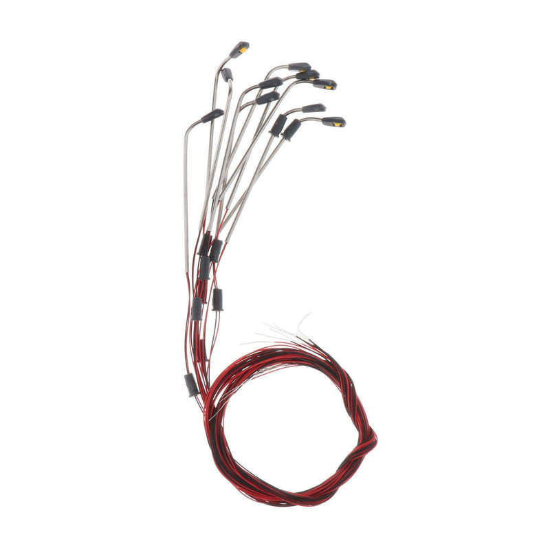 10x Train Railway LED Light Garden Landscape 3V Warm Light Lamp Post 1:300