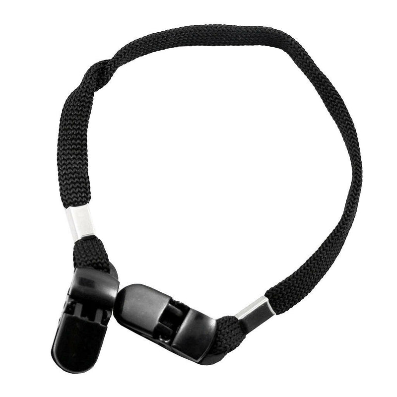 9mm Black Polyester Fiber Safety Wind Clips Lanyard Cord For Hat Cap Scarf