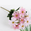 Artificial Silk  Flower Bouquet 5 Stems 10 Heads, 33cm/12.99''-Pink