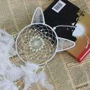 White Cat Dream Catcher Feather Bead Wall Car Hanging Decoration Ornament W