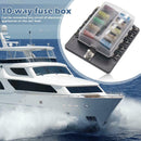 Plastic Cover Fuse Box Holder LED Indicator 10 Ways Blade for Auto Car Boat