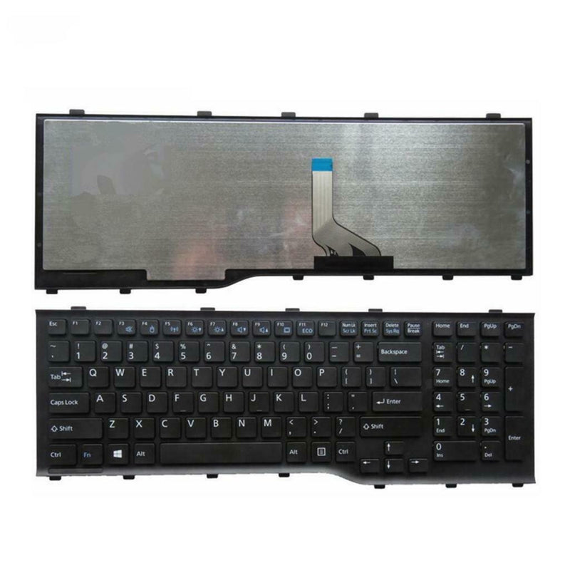 US Layout Replacement Laptop Keyboard Glossy Black Frame for Fujitsu Lifebook