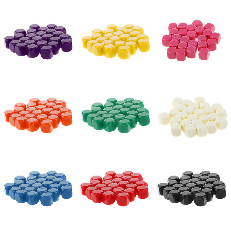 100pack Opaque Blank Six Sided Dice D6 D&D RPG Party Game Dices Mixed Color