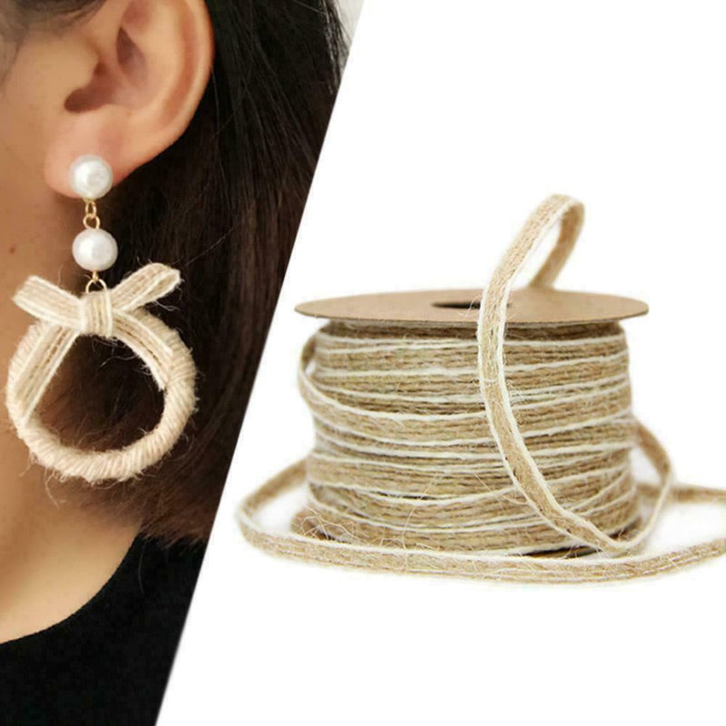 1 Roll Natural Jute Burlap Hessian Ribbon Lace Trims Wedding Decor Rustic v M3T2