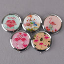 Women makeup compact pocket flamingo mirrors portable double-side foldingmirror3