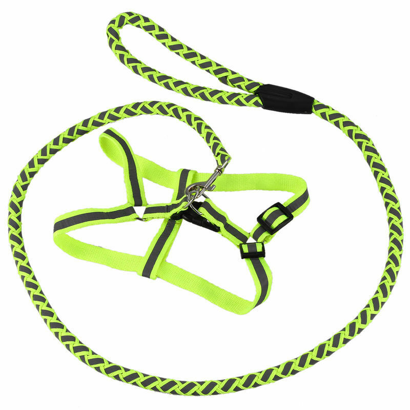 Night safety Strong Reflective Dog Leash Collar Pet Leads Belt Adjustable TrC2U7