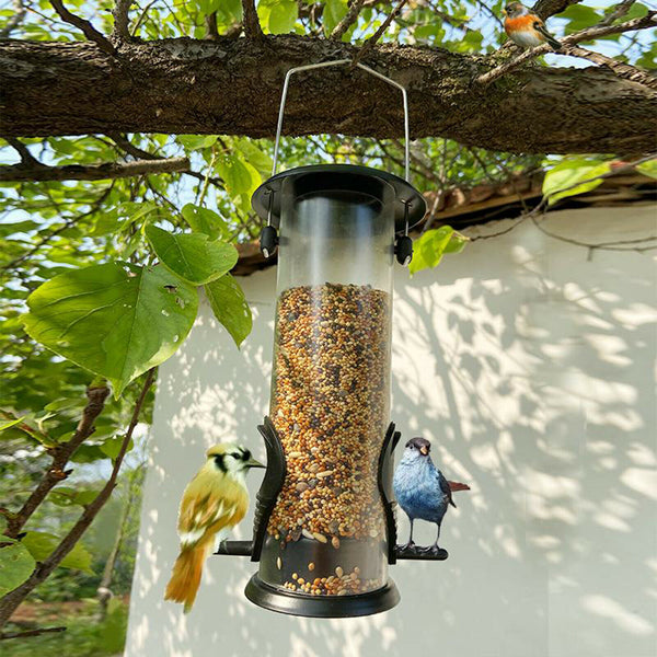 Lightweight Transparent Bird Feeder, Tube Shaped Hanging Bird Feeder for Garden