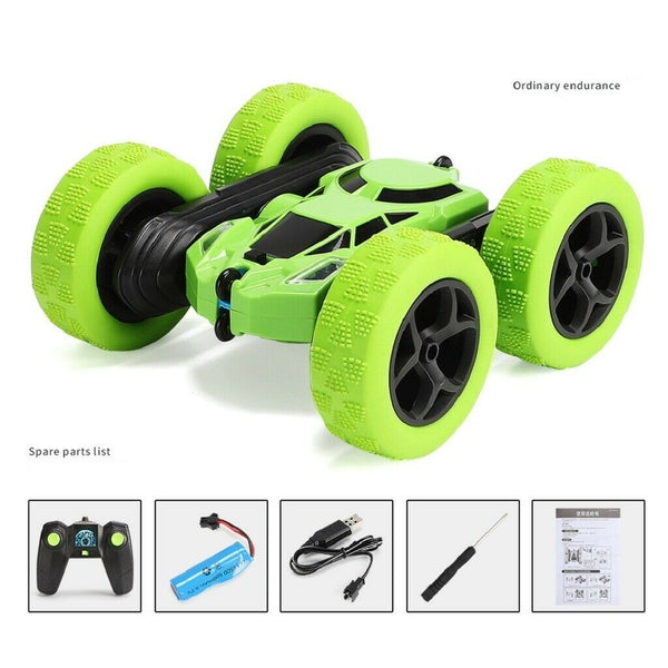 4WD 2.4Ghz Remote Control Car Double Sided Rotating Vehicles Toys  Green