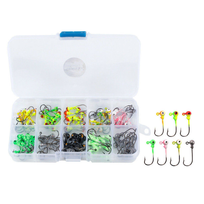 Round Jig Head, 100Pcs Ultrahead Jig Fishing Hook Jigheads Set, with Plastic