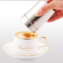 Stainless Steel Chocolate Shaker Duster +16x Cappuccino Coffee Barista StencilMO